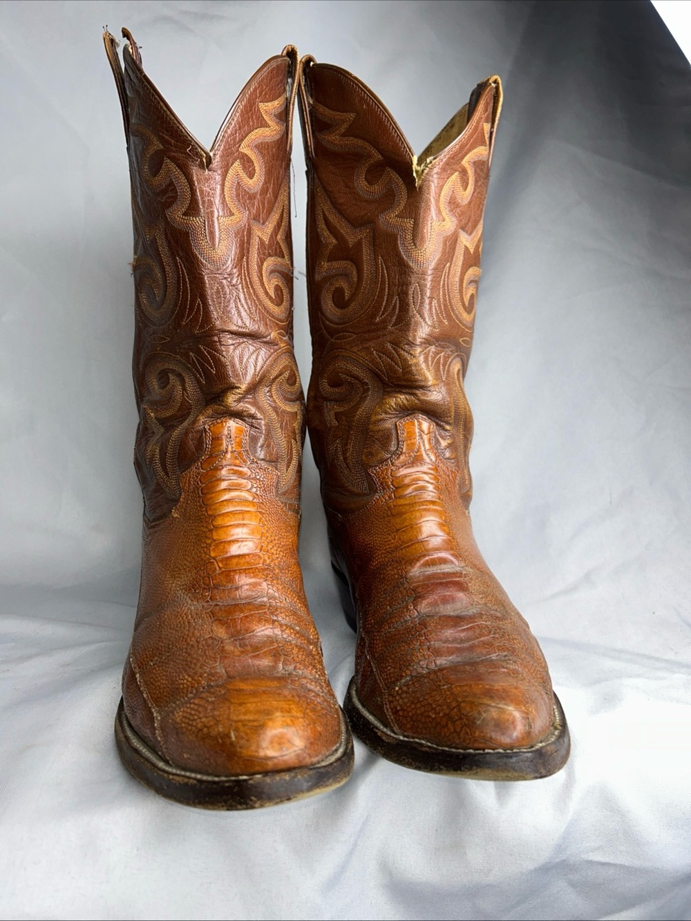 Vintage Panhandle slim EXOTIC Leather Western Cowboy Boots 10.5 D ostrich leg
